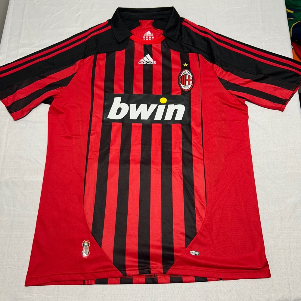 Adidas AC Milan 2008-2009 Home Jersey Bwin Red Black Mens 2XL ClimaCool - Picture 3 of 11
